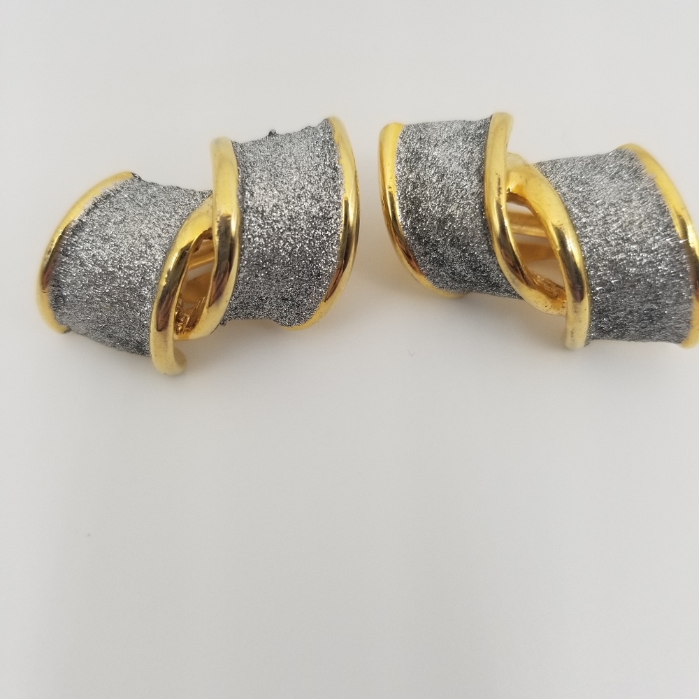 Artistic Gold and Silver Textured Earrings